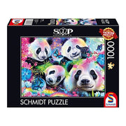 Schmidt - Neon Blumen-Pandas - 1000 Teile Puzzle