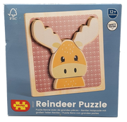 Bigjigs Toys | Chunky Puzzle - Rentier - 4 Teile Holzpuzzle