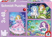 Schmidt - Prinzessin, Fee und Meerjungfrau - 3x48 Teile Puzzle