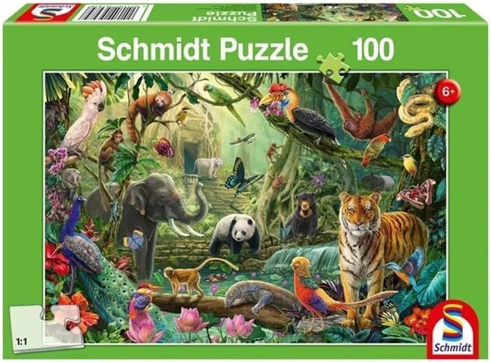 Schmidt - Bunte Tierwelt im Dschungel - 100 Teile Puzzle