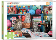 Eurographics - Nähzimmerkätzchen - 48 sehr grosse Teile Puzzle
