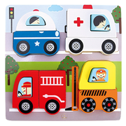 Bino | 3D Holzpuzzle ``Rettungsfahrzeuge´´ - 13 Teile ab 3 Jahren