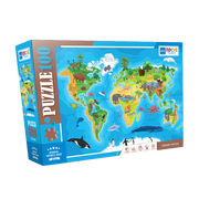 Blue Focus | Animal World Map - 100 Teile Puzzle