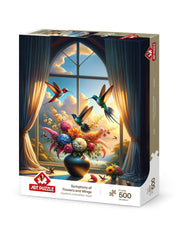 Art Puzzle - Symphony of Flowers and Wings - 500 Teile Puzzle