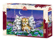 Art Puzzle | Moonlight Swing Kittens - 500 Teile Puzzle