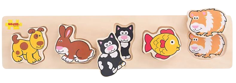 Bigjigs Toys | Chunky Lift & Match Puzzle - Tiere - 5 Teile Holz - Nur CHF 9.90! Jetzt kaufen auf fluxed.ch