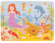 Bigjigs Toys | Tray Puzzle - Meerjungfrau - 9 Teile Holz
