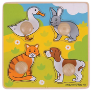 Bigjigs Toys | My first Peg Puzzle - Tiere - 4 Teile Holzpuzzle
