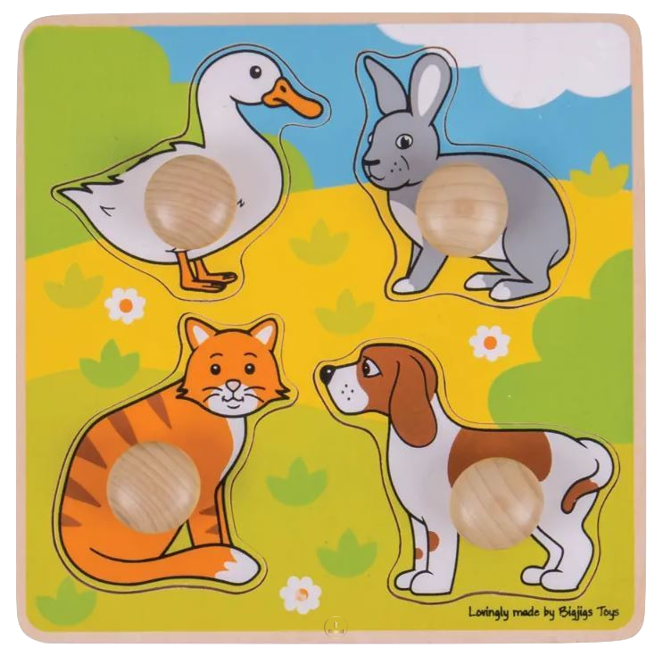 Bigjigs Toys | My first Peg Puzzle - Tiere - 4 Teile Holzpuzzle - Nur CHF 9.90! Jetzt kaufen auf fluxed.ch