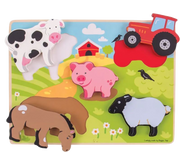 Bigjigs Toys | Chunky Lift Out Puzzle - Farm - 5 Teile Holz
