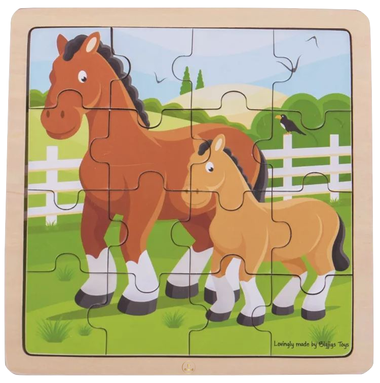 Bigjigs Toys | Pferd und Fohlen - Rahmenpuzzle - 16 Teile Holz - Nur CHF 7.90! Jetzt kaufen auf fluxed.ch