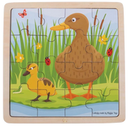 Bigjigs Toys | Ente und Entlein - Rahmenpuzzle - 16 Teile Holz