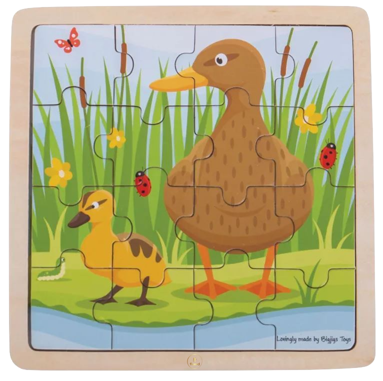 Bigjigs Toys | Ente und Entlein - Rahmenpuzzle - 16 Teile Holz - Nur CHF 7.90! Jetzt kaufen auf fluxed.ch