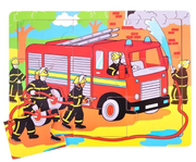 Bigjigs Toys | Tray Puzzle - Feuerwehr - 9 Teile Holzpuzzle
