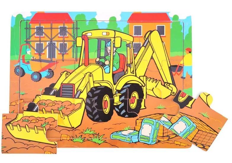Bigjigs Toys - Tray Puzzle - Bagger - 9 Teile Puzzle