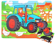 Bigjigs Toys | Tray Puzzle - Traktor - 9 Teile Holzpuzzle