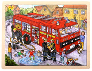 Bigjigs Toys - Rahmenpuzzle - Feuerwehr - 24 Teile - ab 3 Jahren