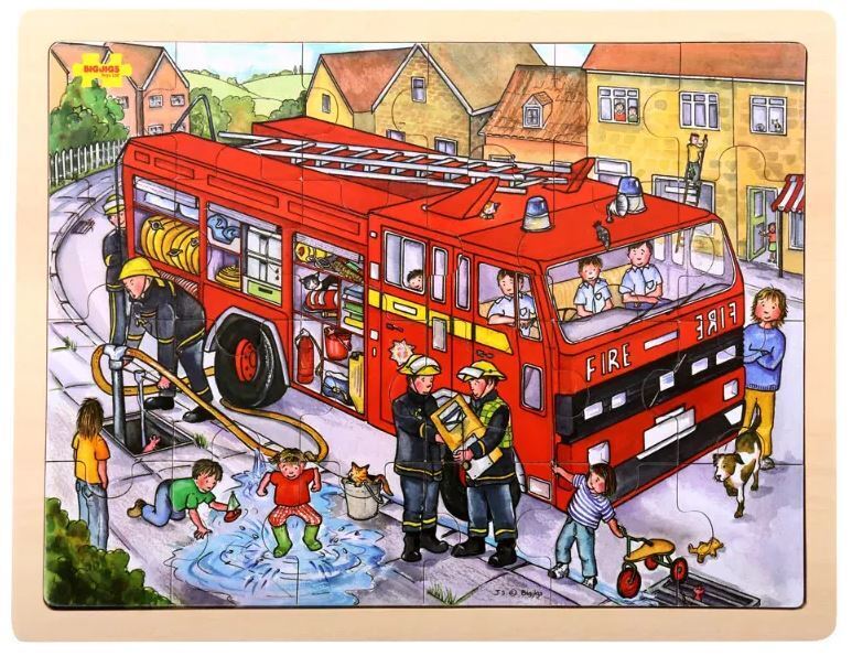 Bigjigs Toys - Rahmenpuzzle - Feuerwehr - 24 Teile - ab 3 Jahren