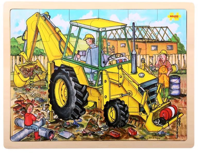 Bigjigs Toys - Rahmenpuzzle - Bagger - 24 Teile - ab 3 Jahren