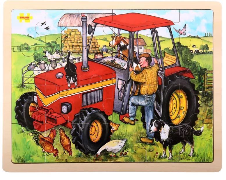 Bigjigs Toys - Rahmenpuzzle - Traktor - 24 Teile - ab 3 Jahren
