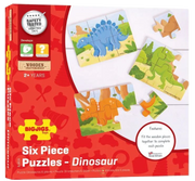 Bigjigs Toys | Dinosaurier Puzzles - 3er Set - 3x6 Teile Holz