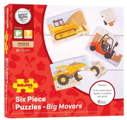 Bigjigs Toys | Grosse Baufahrzeuge Puzzles - 3er-Set -3x6 Teile