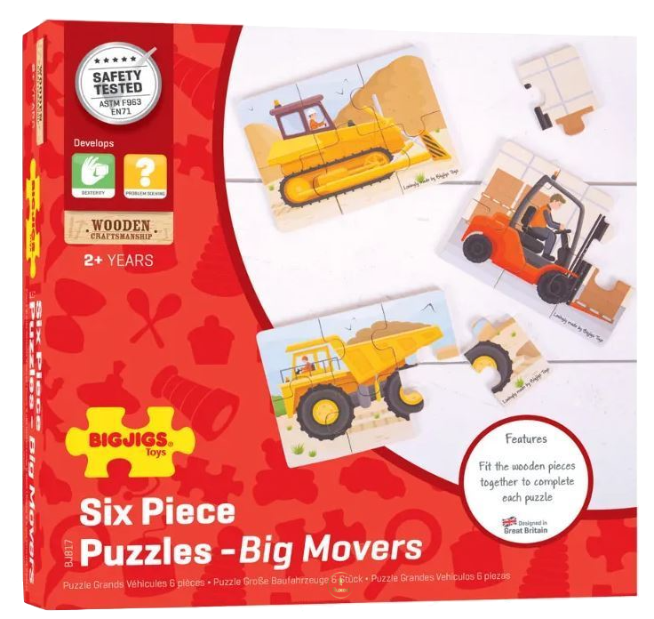 Bigjigs Toys | Grosse Baufahrzeuge Puzzles - 3er-Set -3x6 Teile - Nur CHF 7.90! Jetzt kaufen auf fluxed.ch