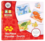 Bigjigs Toys | Leben im Meer Puzzles - 3er-Set - 3x6 Teile Holz