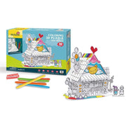 CubicFun 3D-Ausmalpuzzle Spielzeughaus - 18 Teile - ab 5 Jahren