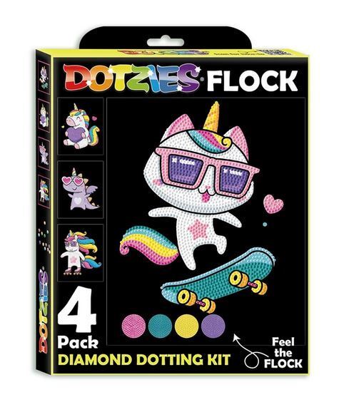 Dotzies - Diamond Dotting Kit Flock Neon Einhörner - 4er-Set
