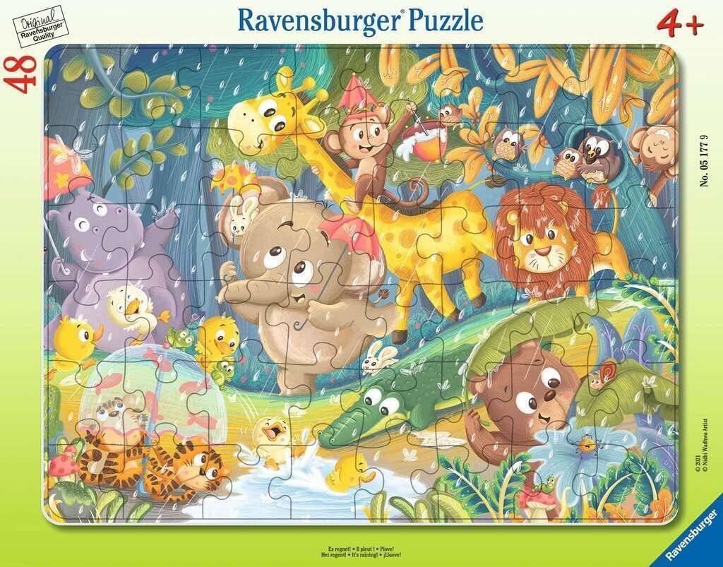 Ravensburger - Es regnet! - 48 Teile Rahmenpuzzle ab 4 Jahren