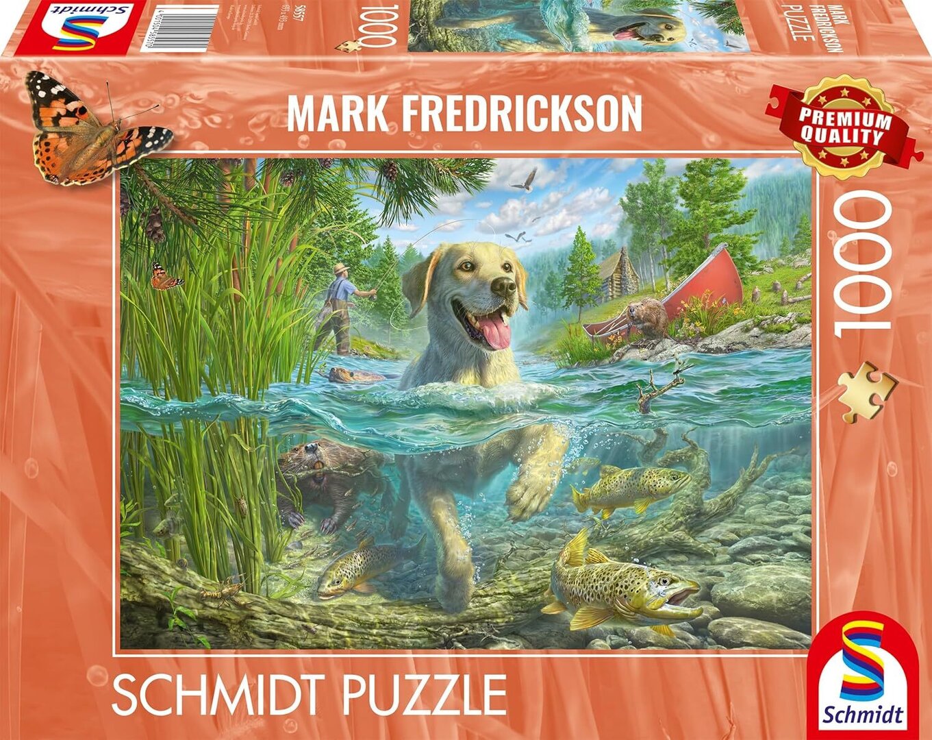 Schmidt - Gelber Labrador auf Fischjagd - 1000 Teile Puzzle