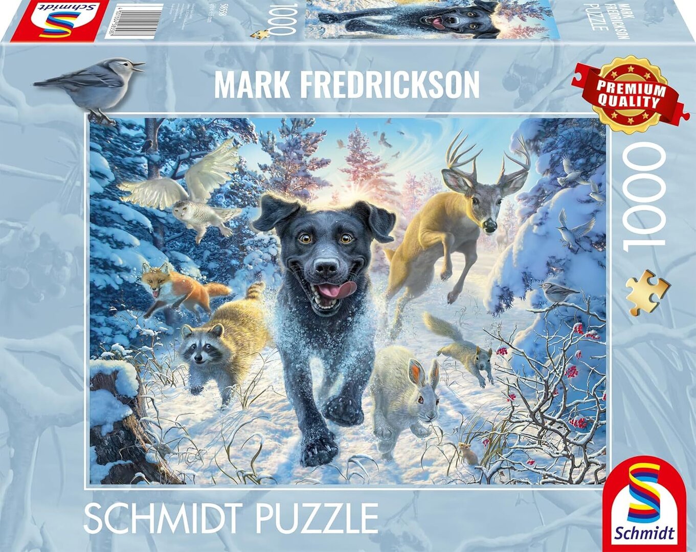Schmidt - Schwarzer Labrador im Schnee - 1000 Teile Puzzle
