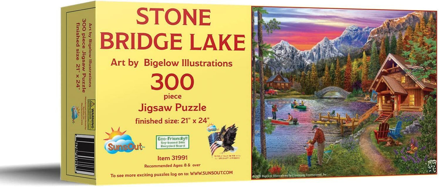 SunsOut - Stone Bridge Lake - 300 XXL-Teile Puzzle